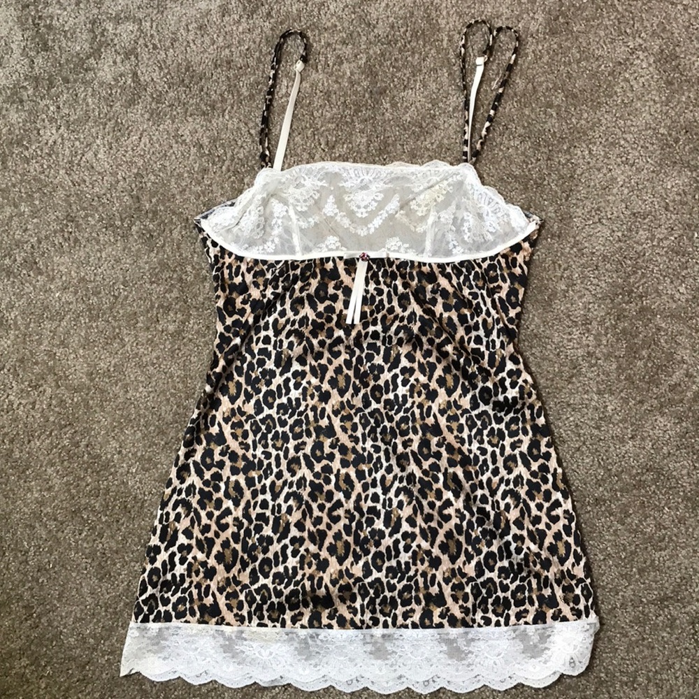 Leopard print and white lace Victoria secret slip